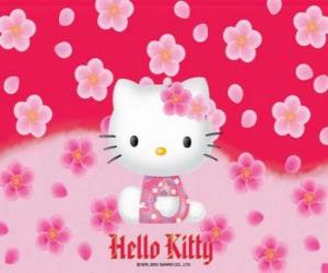 Puzzle Hello Kitty με λουλούδια