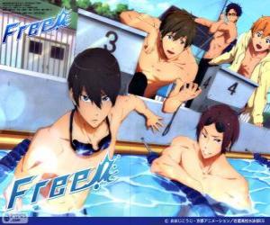 Puzzle Οι πέντε πρωταγωνιστές της Free! Rin, Haruka, Ναγκίσα, Rei και Makoto