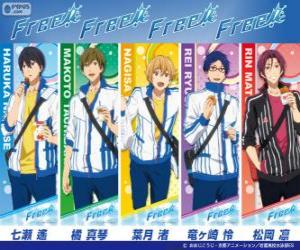 Puzzle Τους πέντε κύριους χαρακτήρες του Free, Iwatobi Swimmming Club